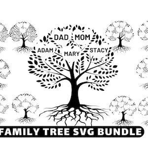 Arbre généalogique Svg, Modèle d’arbre généalogique, Art mural d’arbre généalogique, Ornement d’arbre de famille, Brûlure de bois, Découpe au laser, Signe de nom de famille, Tableau d’arbre généalogique