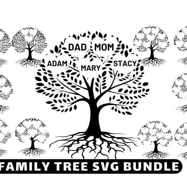 Family Tree Svg, Family Tree Template, Family Tree Wall Art, Famliy Tree Ornament, Wood Burn, Laser Cut, Family Name Sign, Family Tree Chart