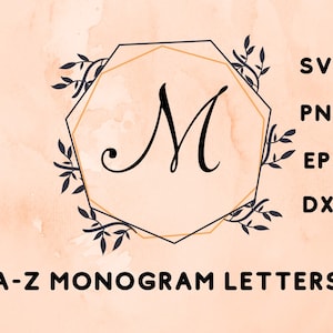Monogram svg, Floral letters, krans svg, floral edge svg, monogram alfabet, svg-bestanden voor cricut, commercieel gebruik,