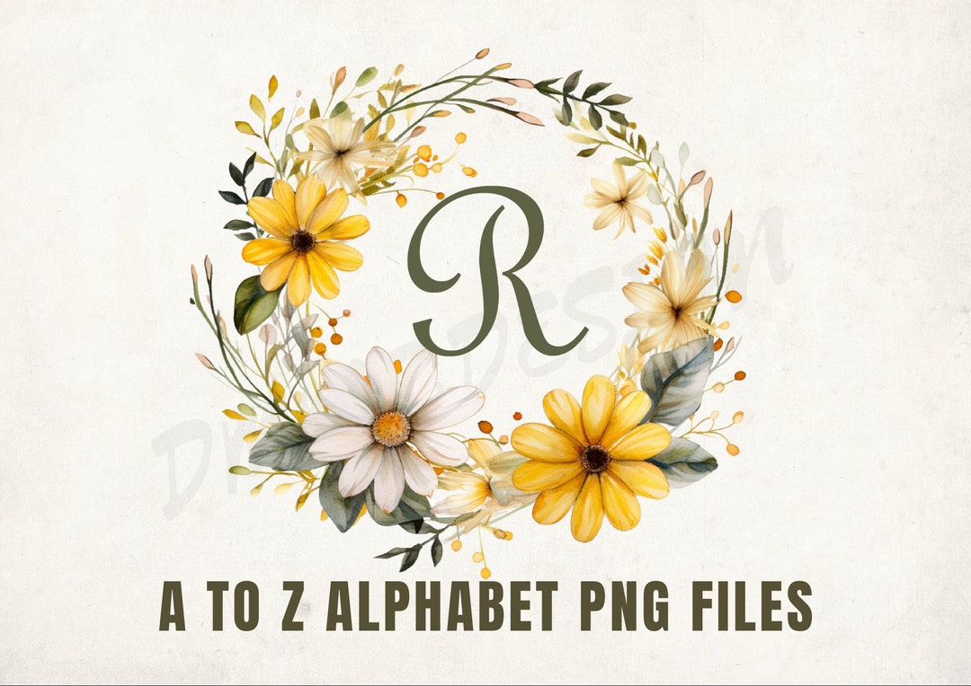 Split Monogram Daisy Daisy Monogram With Floral Wreath, Split Monogram Png, Letter Stencil ...