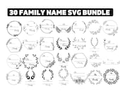 Family Name Sign Svg Bundle, family monogram svg, family frame bundle, Family Name with Wreath