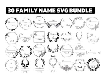 Family Name Sign Svg Bundle, family monogram svg, family frame bundle, Family Name with Wreath