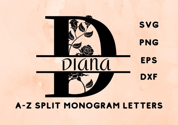 Split Monogram Svg Floral Monogram Svg File Monogram | Etsy
