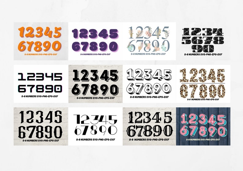 Number Card Svg Numbers Svg Bundle, Numbers Png, Number Sublimation, Birthday Number ...