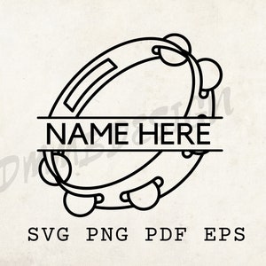 タンバリン svg、ウォールアート、装飾品 svg、レーザーカットファイル、楽器 svg、オーケストラテンプレート svg、ミュージシャンへのギフト、名前を記入、音楽 svg、