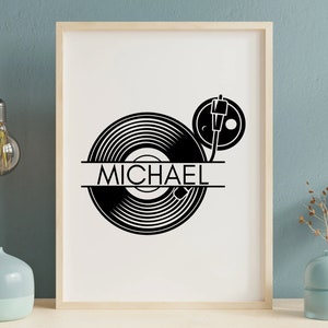 Record sjabloon SVG, record Wall Decor, muziekspeler laser gesneden bestand, aangepaste record sublimeren, naam hier SVG, muziek SVG, muzikant,