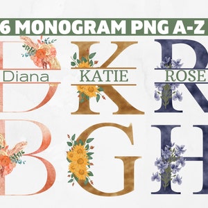 Monogramm Bundle, Split Monogramm Png, Monogramm Schrift Png, Blumen Monogramm Png, Initial Png, Monogramm Alphabet, Buchstabe Png, Blumenbuchstabe