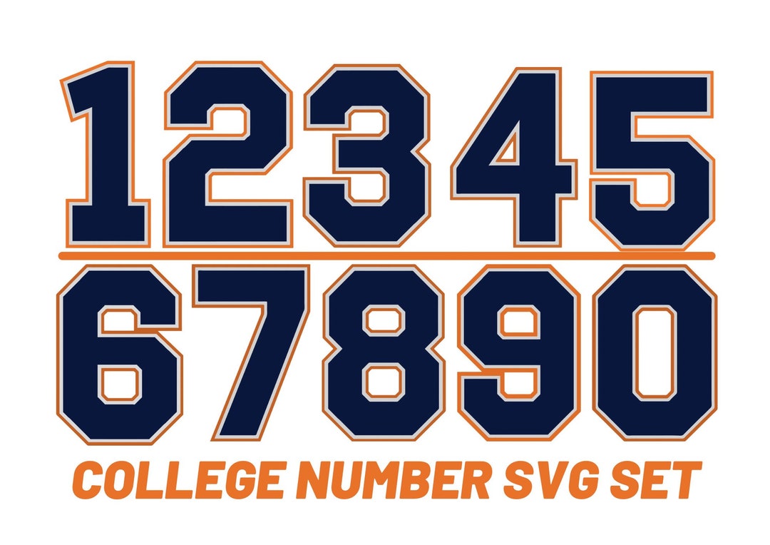 Sports Jersey Number Svg, Varsity Font Svg, Shirt Number Svg, Printable Number Svg, College