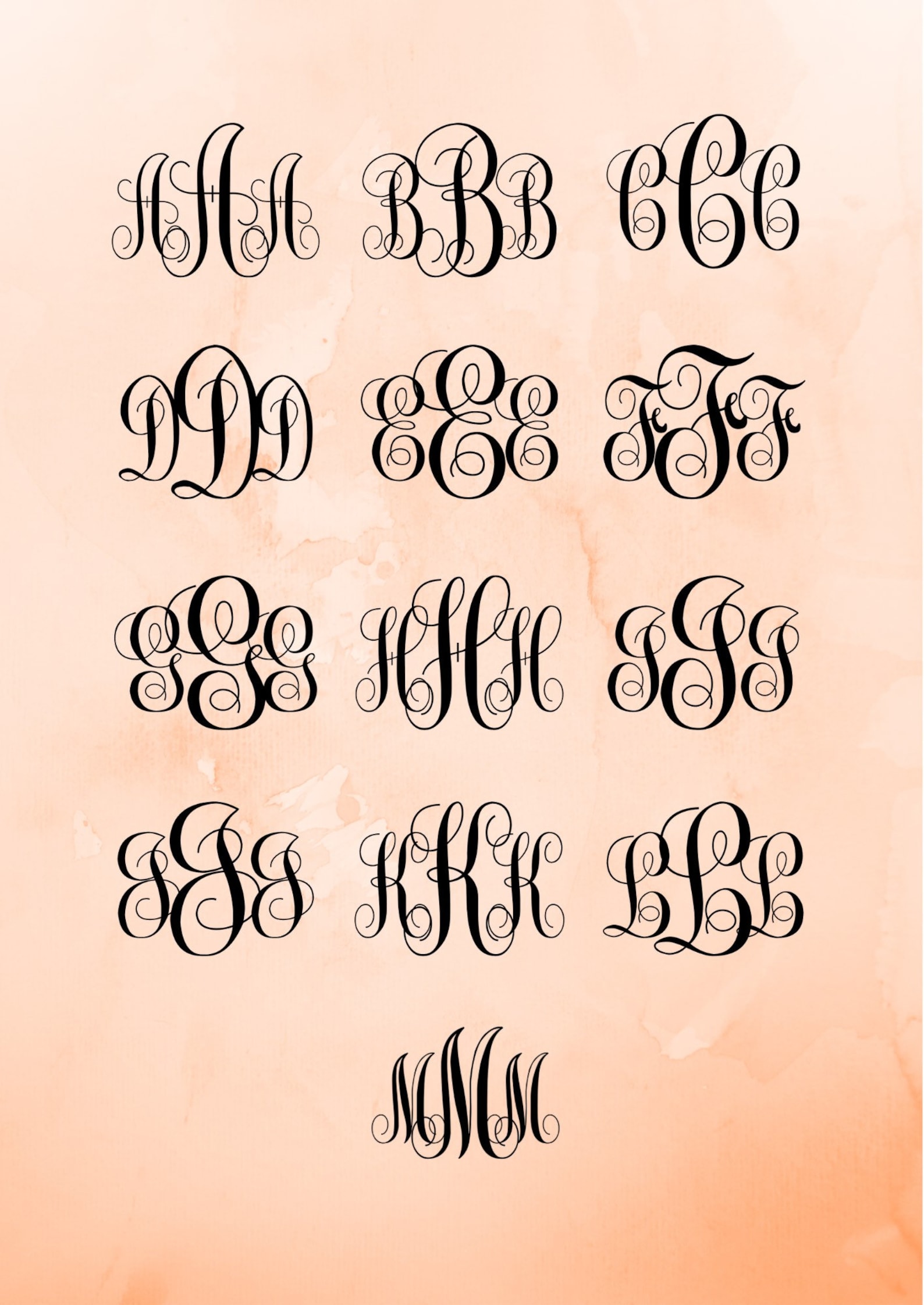 Script Font Monogram Svg, Monogram Alphabet Svg, Fancy Fonts Svg - Etsy