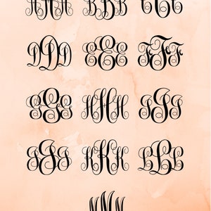 Script Font Monogram Svg, Monogram Alphabet Svg, Fancy Fonts Svg - Etsy