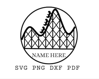 Rollercoaster Svg, Amusement template, Rollar coaster Stencil, Custom Svg, Ornament Laser Cut File, Name Here Svg, Personalized svg