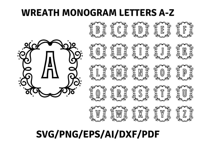 Download Monogram Letters Svg Files For Cricut Monogram Bundle Set Clip Art Art Collectibles Vadel Com