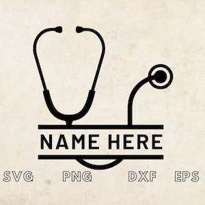 Stetoscopio diviso Svg, Ornamento di Natale Svg, Nome medico personalizzato Svg, Regali medico, Modello stetoscopio, Taglio laser stetoscopio