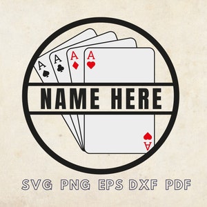 Cartes à jouer avec cadre svg, ornement Svg, fichier découpé au laser, cartes à jouer modèle Svg, carte à jouer Wall Art, nom ici Svg, jeu Svg