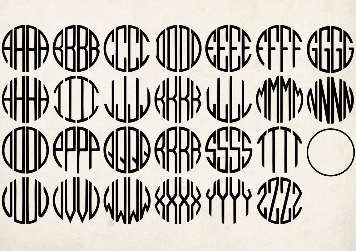 4 Letter Monogram Svg, Circle Monogram Set, Wedding Monogram, Initial ...