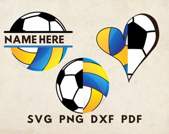 Volleyball and Soccer svg, Half volleyball half soccer svg, volleyball soccer template, design tshirt, split ball png, sport stencil, gifts