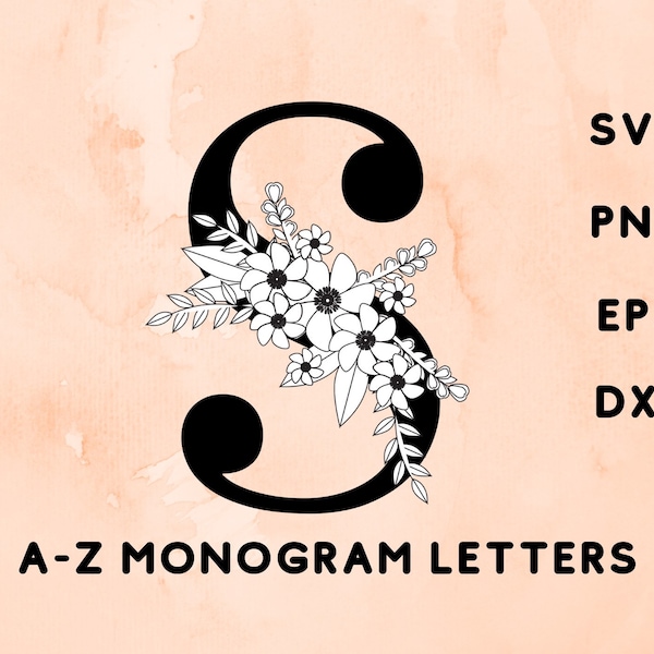 Monogram Svg files for cricut, floral monogram svg, flower monogram letters svg