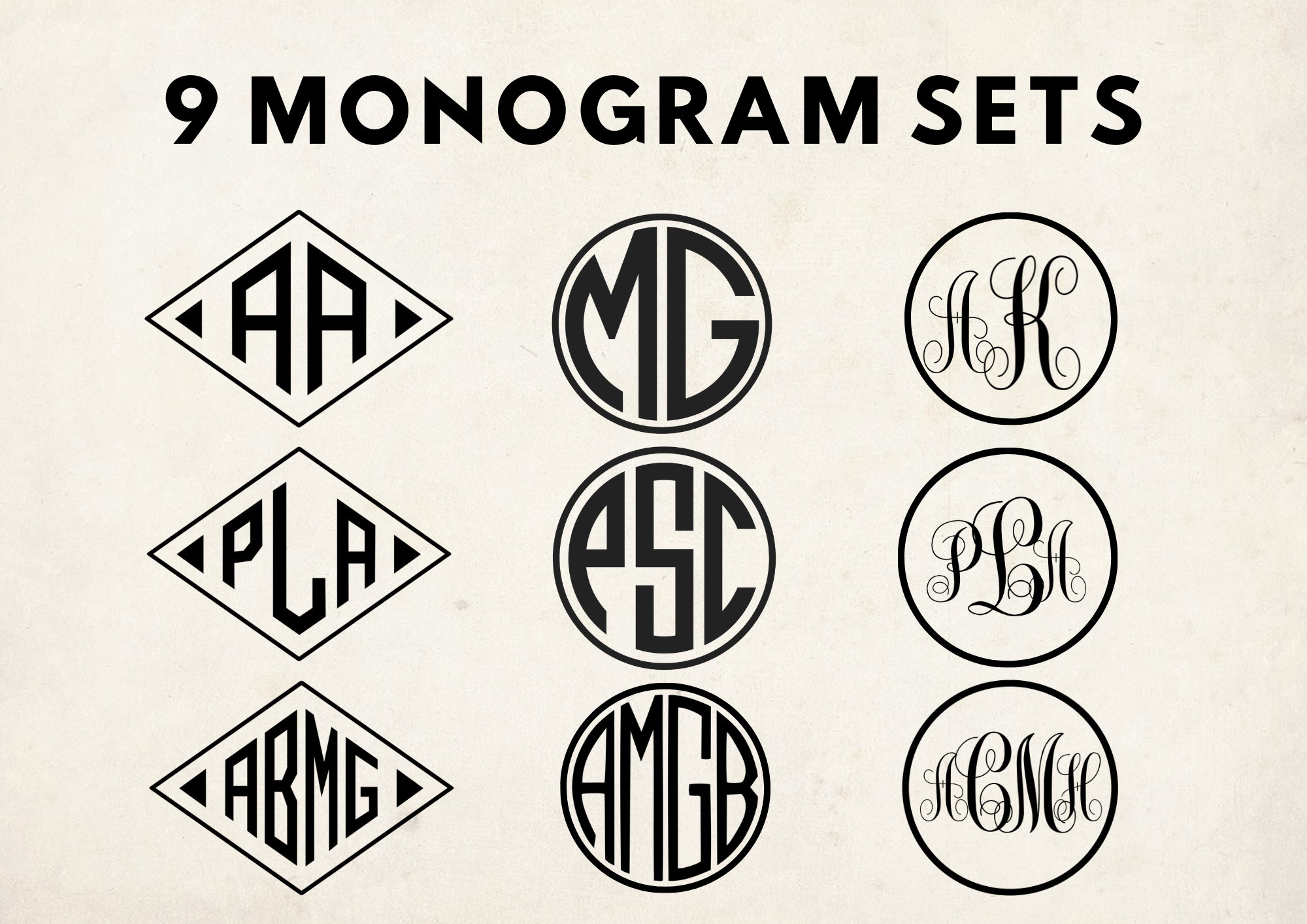 Monogram Svg Bundle, Script Font Svg, Circle Monogram SVG, Diamond ...