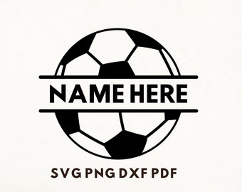 Split Soccer Svg, Soccer Wall Art, Soccer ball Template, Personalized Soccer ball Stencil, Laser Cut File, Name Here Svg, gifts