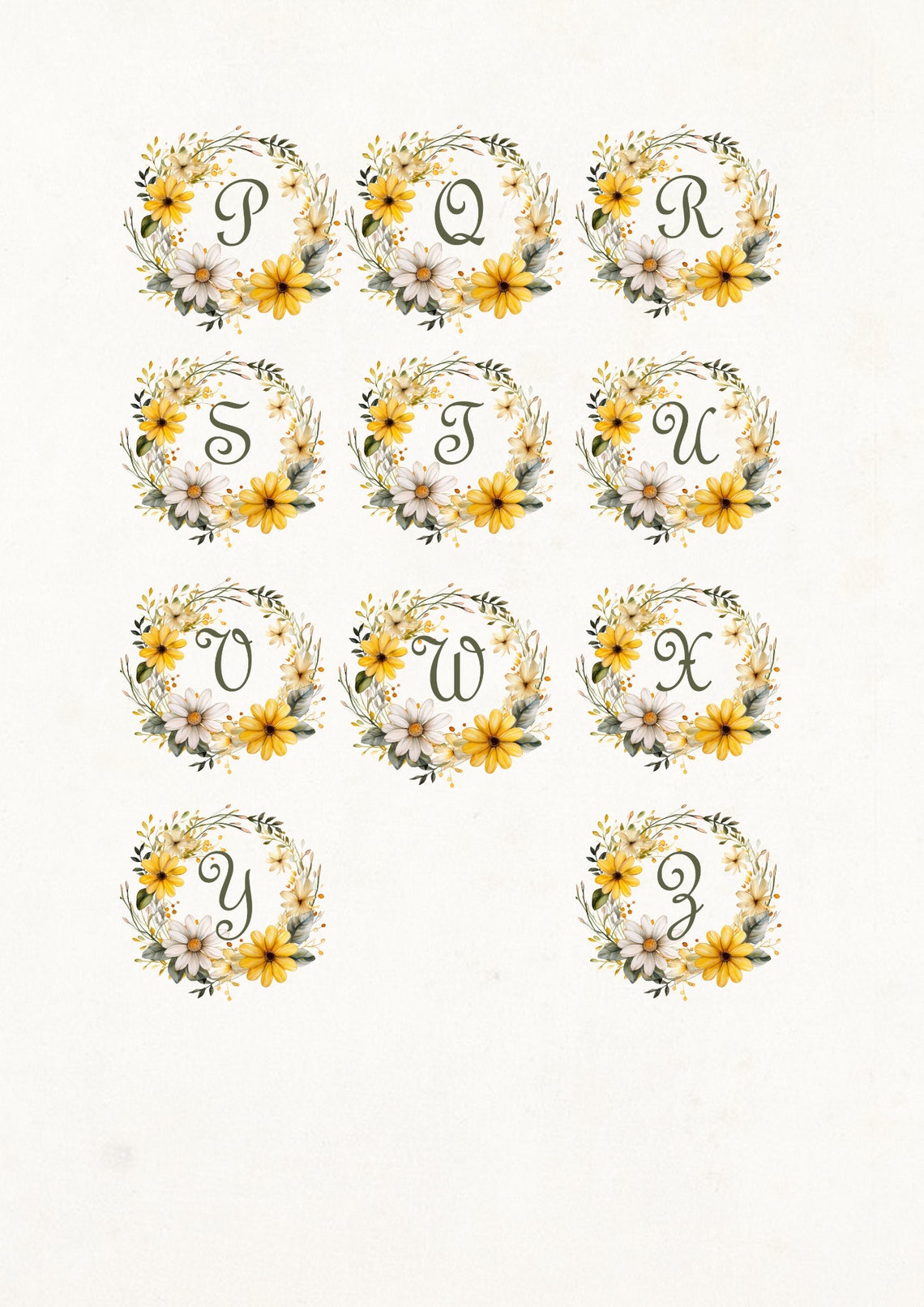 Split Monogram Daisy Daisy Monogram With Floral Wreath, Split Monogram Png, Letter Stencil ...