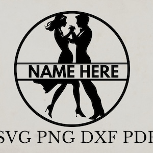 Dans Svg, sjabloon dansen, koppel stencil, lasergesneden bestand, naam hier Svg, gepersonaliseerde svg, kunst aan de muur, commercieel gebruik, hobby svg