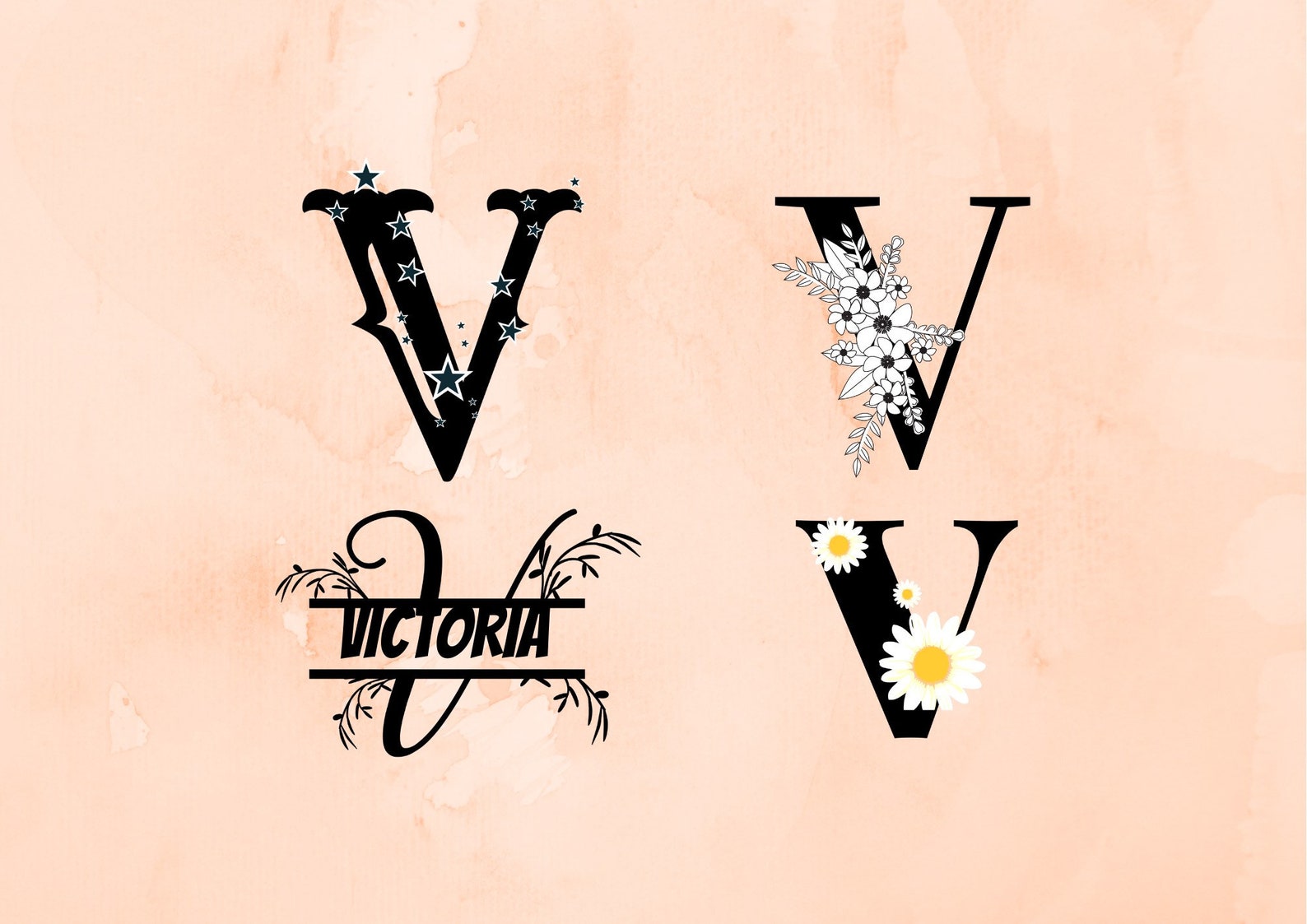 Download Letter V Monogram svg Split V monogramV with frame svg | Etsy