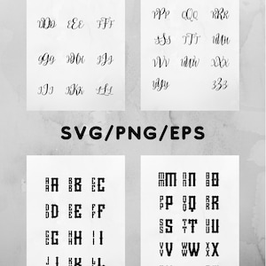 Monogram Svg Bundle, Circle monogram set, 2 letter Monogram svg, 3 letter monogram svg, leopard print svg, script fonts svg, image 8