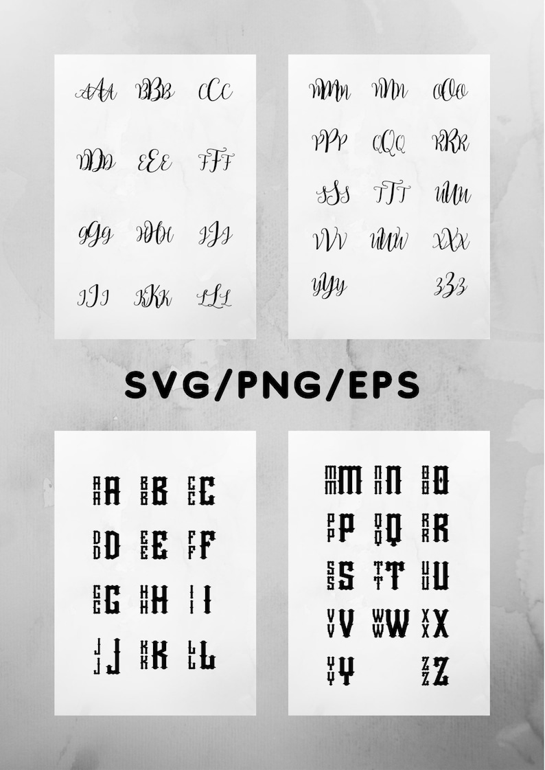 Monogram Svg Bundle, Circle monogram set, 2 letter Monogram svg, 3 letter monogram svg, leopard print svg, script fonts svg, image 8