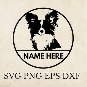 Papillon svg, ornament Svg, lasergesneden bestand, hond sjabloon Svg, Papillon tshirt ontwerp, dierlijke stencil, Papillon muur kunst afdrukbare