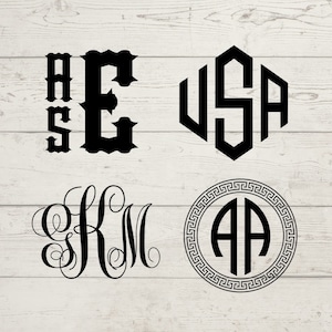 Monogram Svg Bundle, Circle monogram set, 2 letter Monogram svg, 3 letter monogram svg, leopard print svg, script fonts svg, image 3