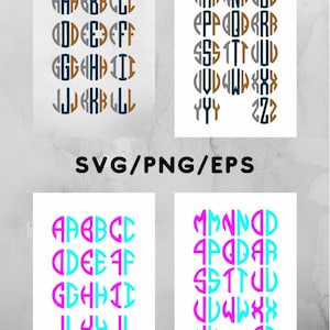 Monogram Svg Bundle, Circle monogram set, 2 letter Monogram svg, 3 letter monogram svg, leopard print svg, script fonts svg, image 5