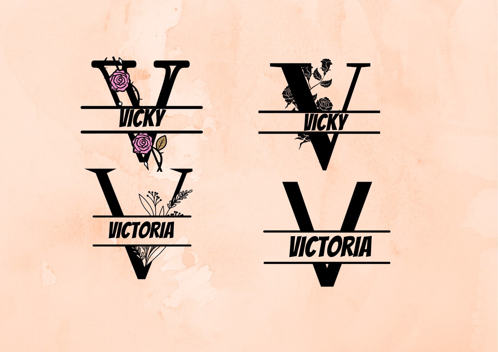 Download Letter V Monogram svg Split V monogramV with frame svg | Etsy