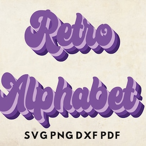 Retro Font Svg, Vintage Font Svg, Monogram svg, Retro Alphabet, Colorful Letters, Vintage Letters, Design Letters, Birthday Letters, Purple