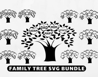 Árbol genealógico Svg, Plantilla de árbol genealógico, Arte de pared de árbol genealógico, Adorno de árbol de familia, Corte láser de madera, Signo de apellido, Regalo de árbol genealógico