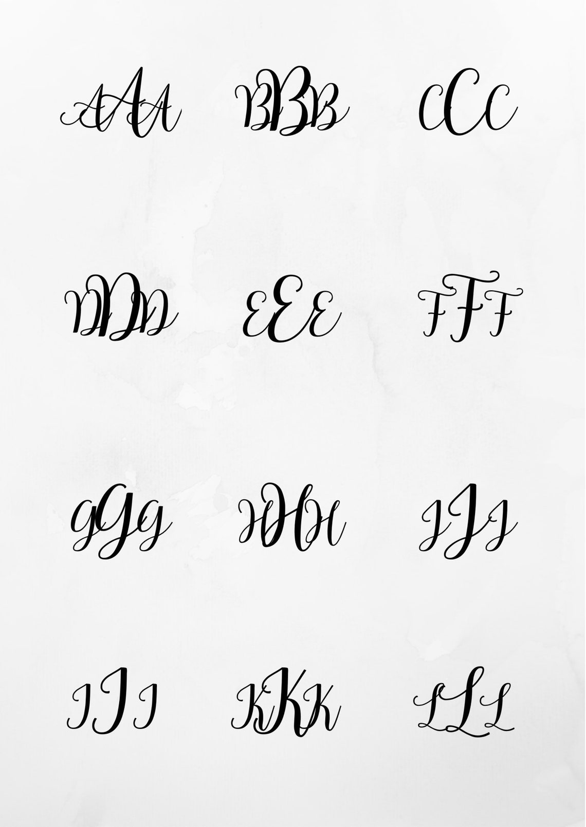 Monogram Letters Svg, Script Font Monogram, 3 Letter Monogram, Instant ...