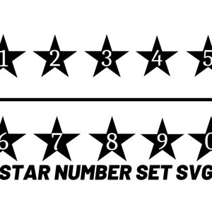 Number With Star Svg, Star Numbers Svg, Birthday Numbers, Shirt Numbers Png, Number set Svg, Number Stencil, Printable Number, Christmas Svg