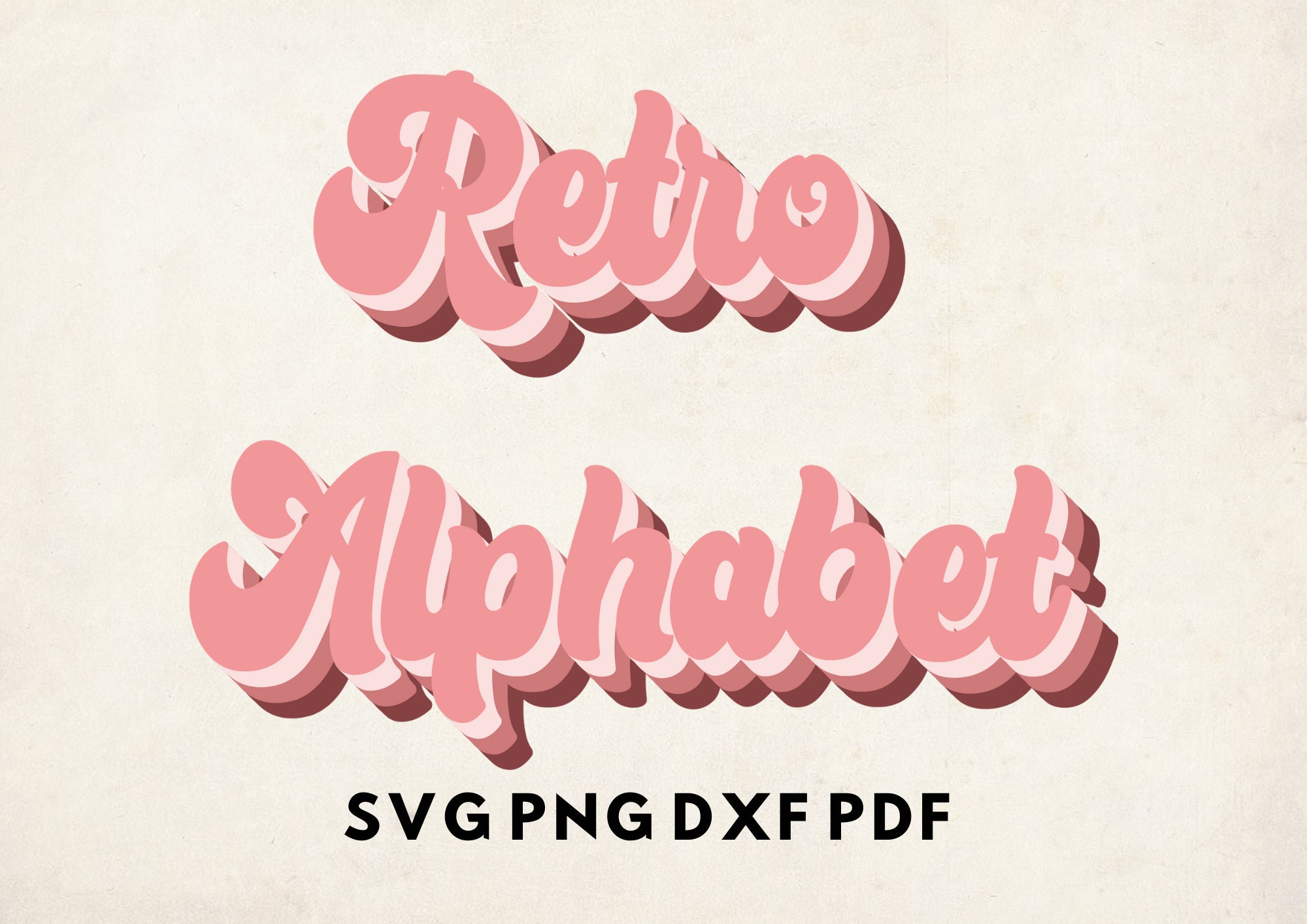 Retro Pink Writing Pink Retro Font Svg, Vintage Font Svg, Monogram Svg, Retro Alphabet ...