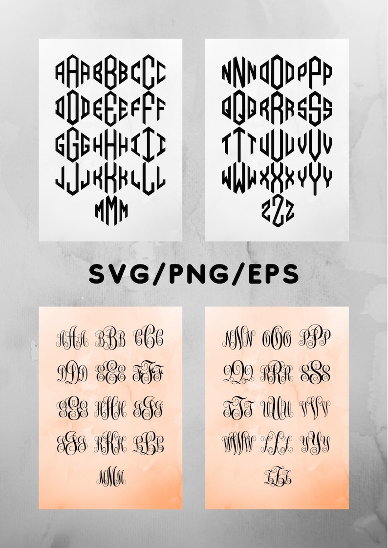 Monogram Svg Bundle, Circle monogram set, 2 letter Monogram svg, 3 letter monogram svg, leopard print svg, script fonts svg, image 9
