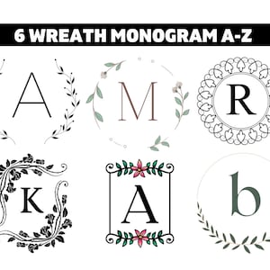 Monogram Svg, Krans Svg, Monogram met krans, Krans met initiële Svg, Floral Monogram Svg, Floral Letter, Kranssublimatie
