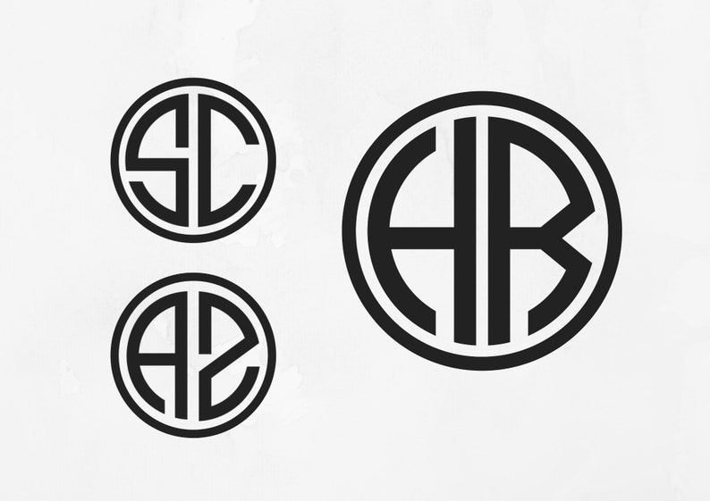 Puede incluir: Tres c&iacute;rculos monogramados en blanco y negro con las letras "SC", "HR" y "AZ" en su interior.