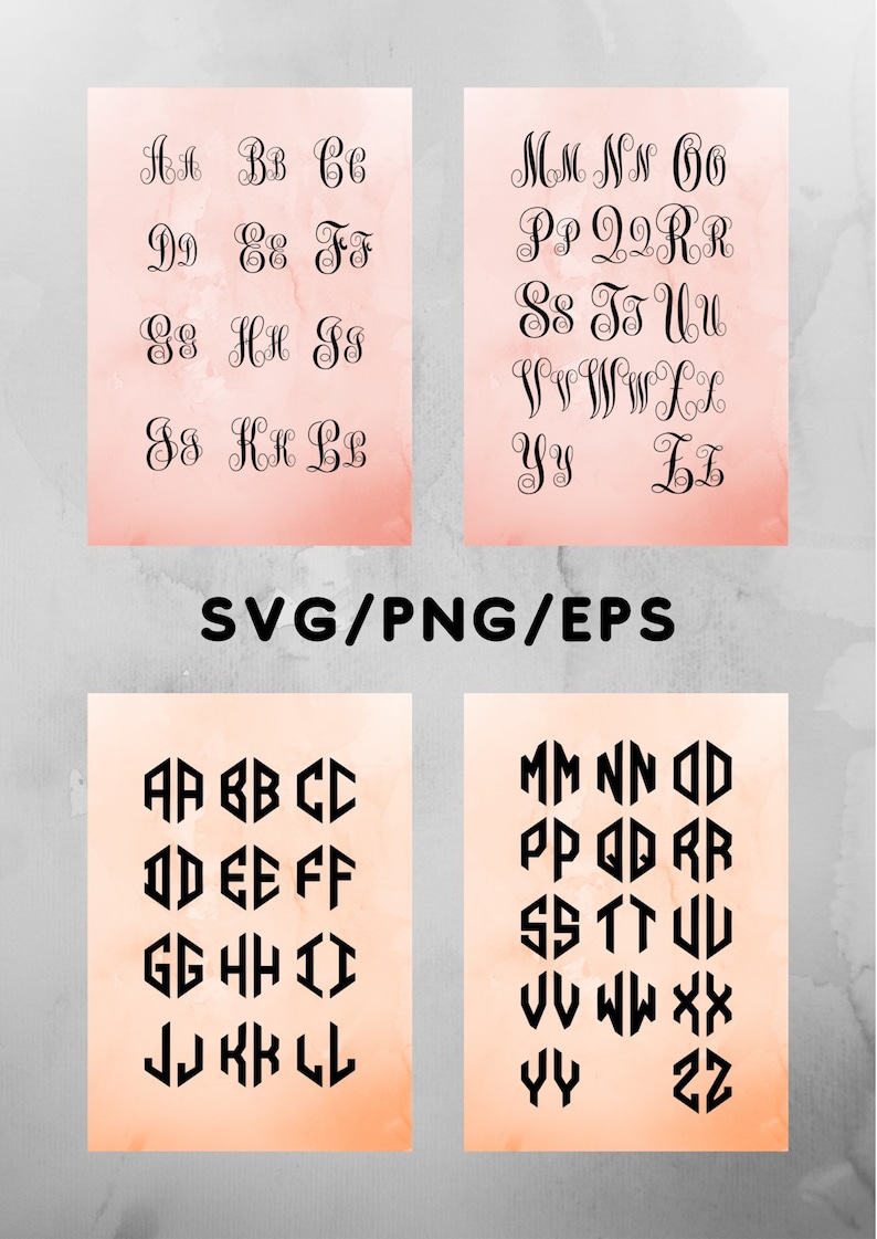 Monogram Svg Bundle, Circle monogram set, 2 letter Monogram svg, 3 letter monogram svg, leopard print svg, script fonts svg, image 10