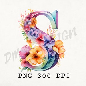 Letter S Png, Monogram S Png, S sjabloon, commercieel gebruik, eerste muurkunst afdrukbaar, sublimatiebestand, Glowforge s stencil, aquarel
