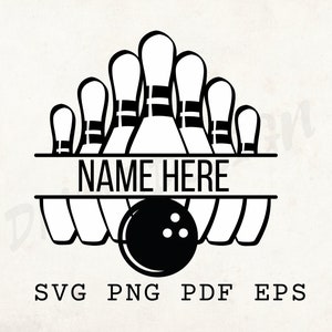 Bowling SVG, Bowling Vorlage, Pin Schablone, Hobby svg, Laser geschnitten Datei, Name hier svg, personalisierte svg, Wandkunst, kommerzielle Nutzung, Sport svg