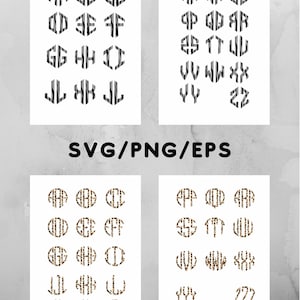 Monogram Svg Bundle, Circle monogram set, 2 letter Monogram svg, 3 letter monogram svg, leopard print svg, script fonts svg, image 6