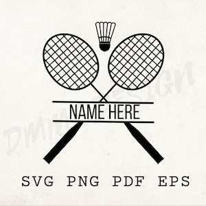 Badminton-Svg, Ball-Vorlage, Badminton-Schablone, individuelles SVG, Laser-Cut-Datei, Name hier SVG, personalisiertes SVG, Sport-Wanddekoration, druckbar
