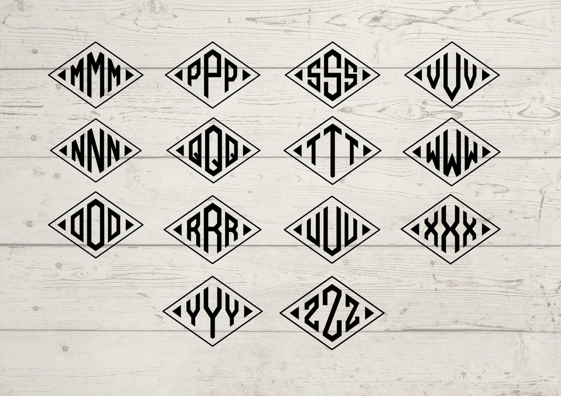 Diamond Monogram Svg, Diamond Monogram Font, Diamond Frame Svg ...