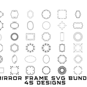 Miroir cadre Svg Bundle, monogramme cadre Svg, Svg cadre carré, rectangulaire cadre Svg, cercle cadre Svg, Double cadre Svg