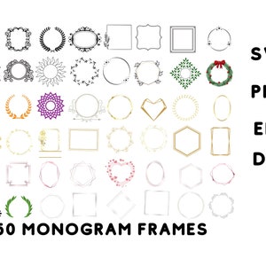 Huwelijksuitnodiging Frame svg bundel voor cricut, monogram frames svg