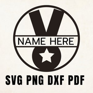 Split Medal svg, Champions Svg, Laser Cut File, Medal Template Svg, Medal Wall Art, Name Here svg, Patch, Vinyl, Sticker, Sports png