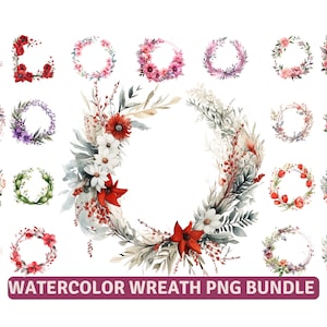 Wreath Png Bundle, Watercolor Wreath, Gold Wreath, Circle Frame Png, Floral Frame Png, Colorful Flower Png, Wreath Sublimation, Wreath Monog image 5